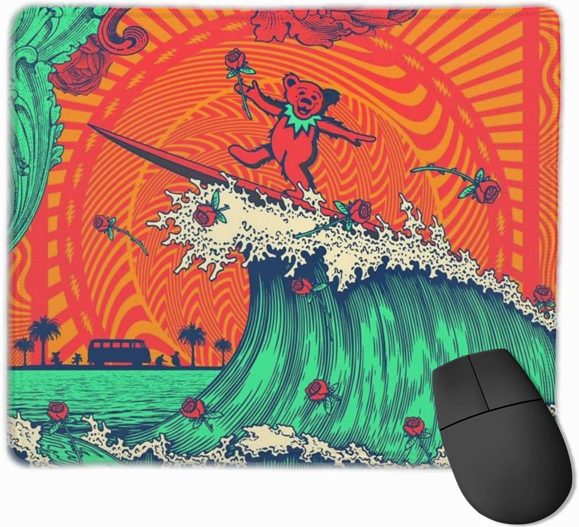 Grate-ful Dead Mouse Pad Dancing Bear Printed Mousepad Colorful Gaming Mouse Pads Non - Slip Rubber Base for Computer Game 7.1x8.7 in/18x22 cm