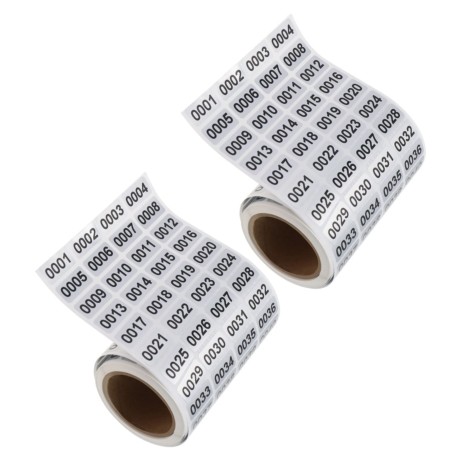 EMSea 2 Rolls Consecutive Number Label Sticker 0001-2000 Multipurpose Number Labels Decal Waterproof Number Sticker for Books Inventory Management