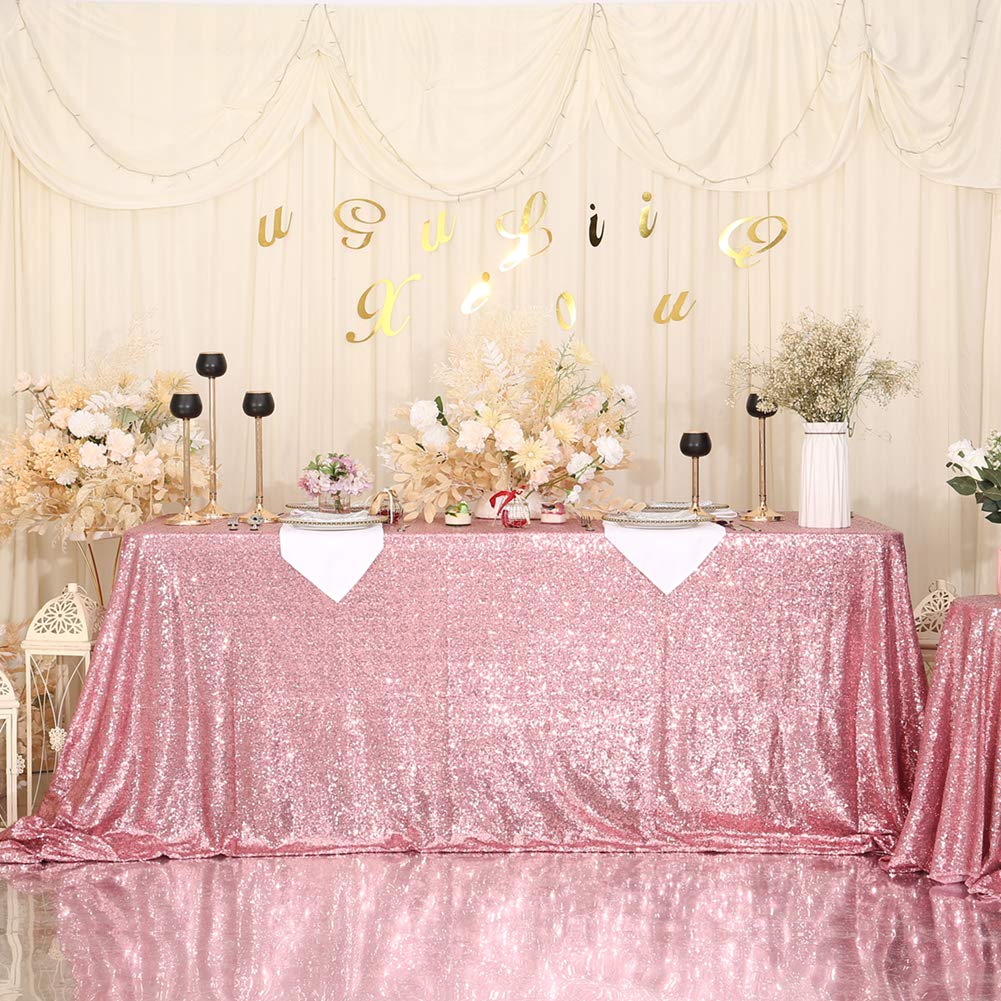 Eternal Beauty Sparkly Rectangle 127 x 203 cm Sequin Tablecloths Wedding Party Banquet (Fuchsia Pink,50x80 inches) — image 1