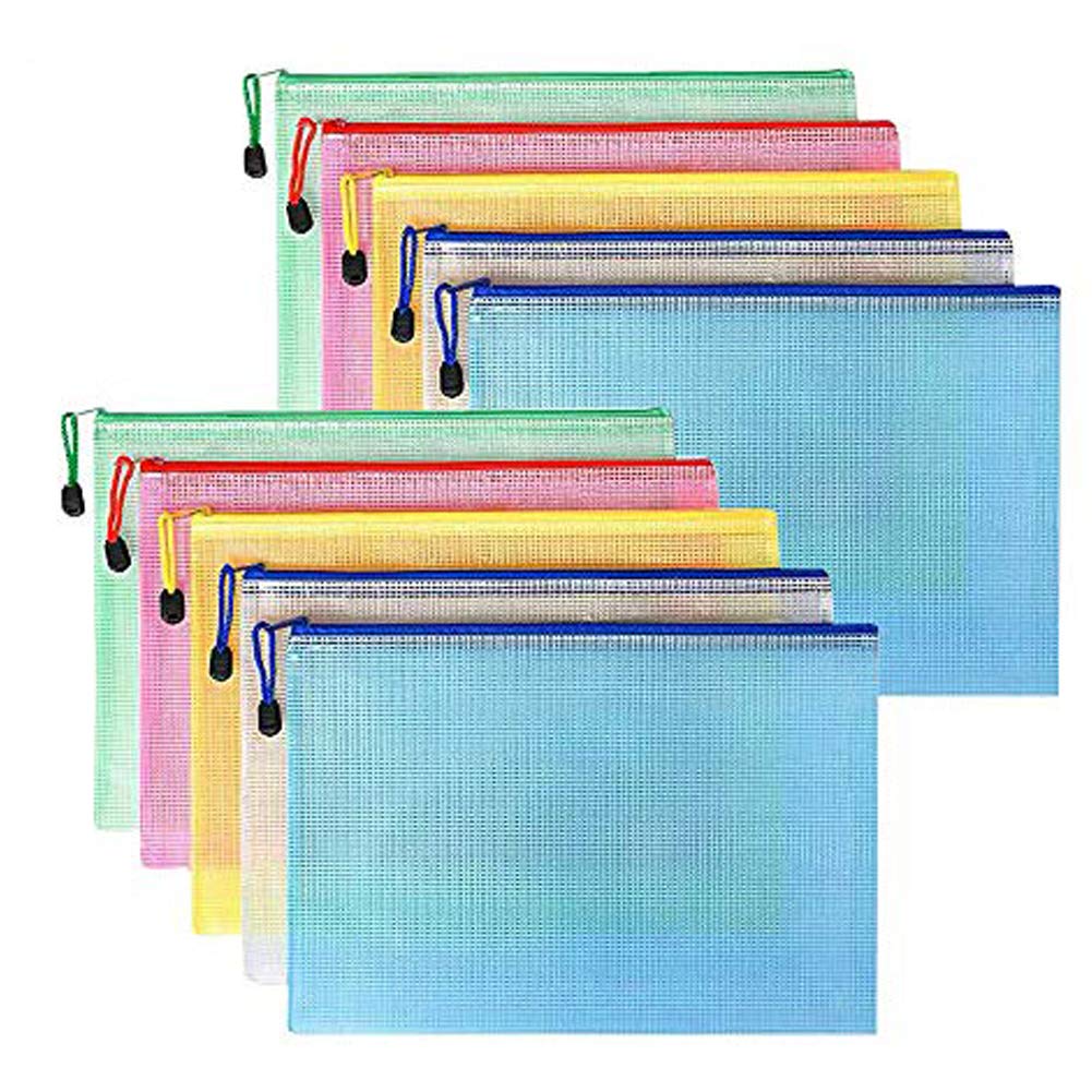 10Pcs Plastic Zipper File Bags,B4 Zip Document Wallet File Zipper Bags for Receipts,Office,School(Multiple Colour)