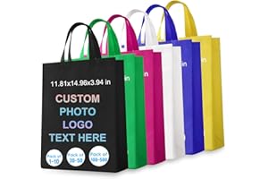 HooAMI Custom Tote Bag 5/10/50/100Pack,Personalized Tote Bags with Logo Text,Reusable Shopping Bags,Business Activities Promo