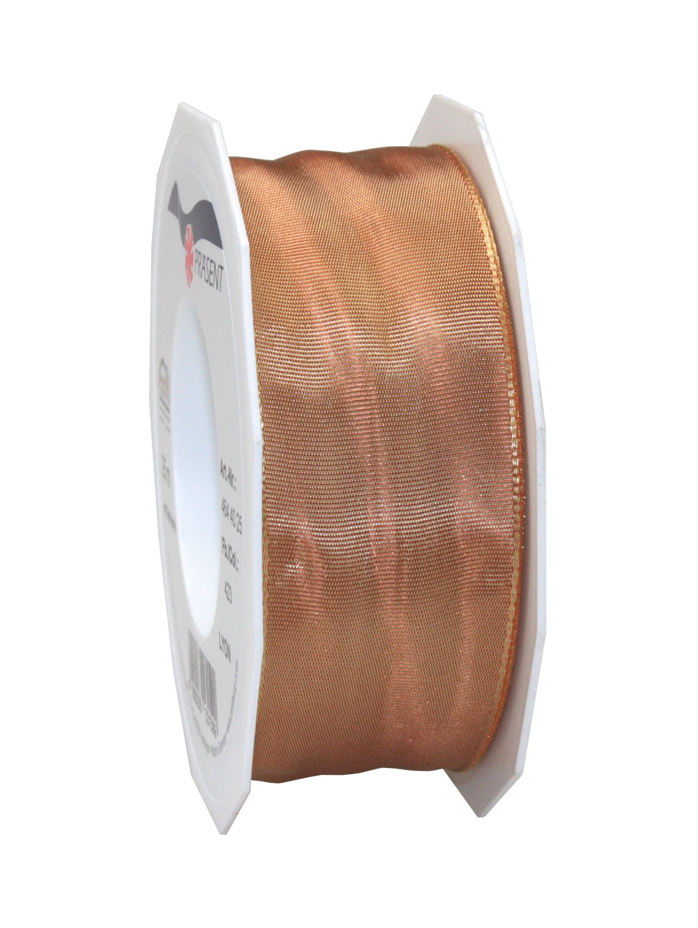 PRÄSENT - Lyon Wired Taffeta Ribbon Light Brown 40 mm width, 25 m length — image 1