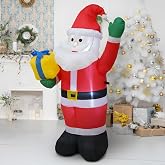 DROFELY 4 FT Christmas Inflatable Santa Claus Decoration | Blow up Santa Claus with Gift Bag with LED Lights Indoor Outdoor Yard Graden Party Holiday Decor