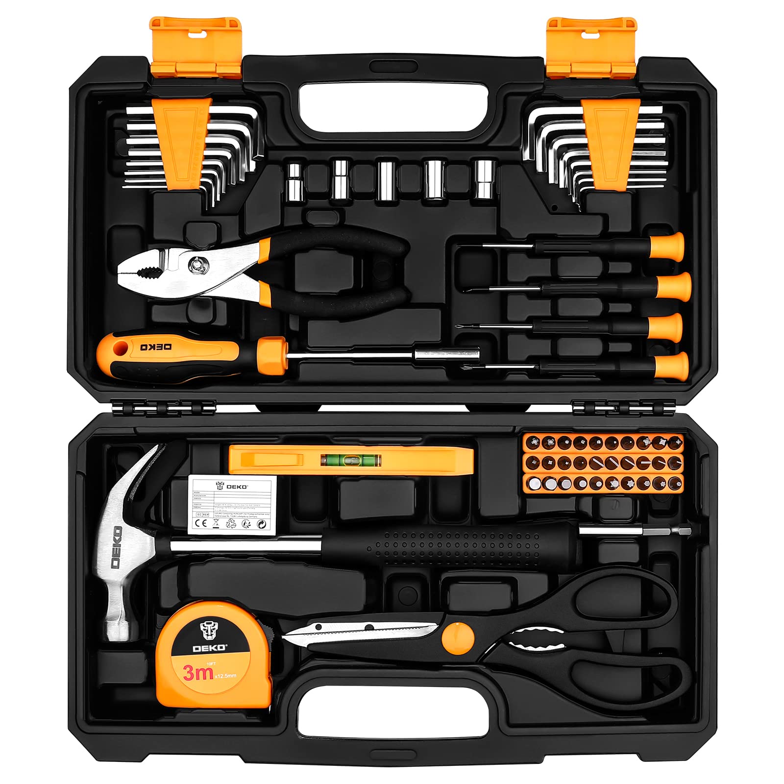 DEKO Tool Kit Set Box 62 Piece Home Repair DIY Tools Basic Hand Toolbox Sets for Home — image 1