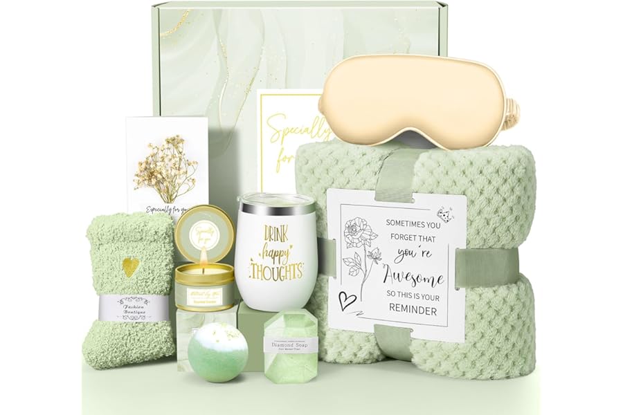Happy Birthday Gifts for Women Mom Her Friend Sister Wife Grandma, Self Care Gifts Get Well Gifts Unique Relaxing Spa Gift Basket Set, Christmas Gifts for Women Mom Grandma (Sage Green)