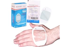 Transparent Film Dressing, 2.3" x 2.75" Pack of 100 Waterproof Wound Bandage Adhesive Patches, Post Surgical Shower or IV Shi