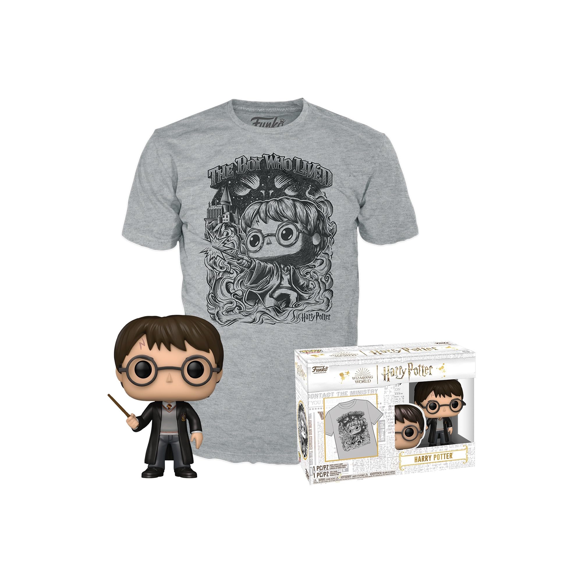 Funko POP! & Tee: Harry Potter - Flocked - Small - (S) - T-Shirt - Clothes With Collectable Vinyl Figure - Gift Idea - Toys and Short Sleeve Top for Adults Unisex Men and Women - Official Merchandise
