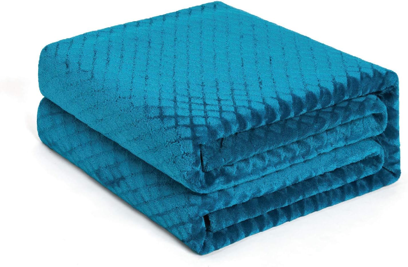 GONAAP Super Soft Diamond Check Embossed Flannel Cozy Throw Blanket Emerald 60" 80