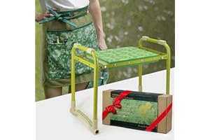 Colwelt Garden Stool and Kneeler Set, Garden Seat and Kneeler Heavy Duty with 10" Wide Soft Kneeling Pad, Non-Slip Garden Bench for Kneeling and Sitting with Elegant Apron, Gardening Gifts for Women