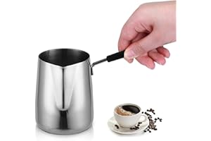 JOYIT 600ML/20oz Turkish Coffee Pot – 304 Stainless Steel Coffee and Butter Warmer, Premium Milk Warmer and Milk Pot with Spout