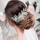 FUILUA Crystal Bride Wedding Hair Comb Pearl Flower Bridal Hair Piece Hair Accessories for Women and Girls