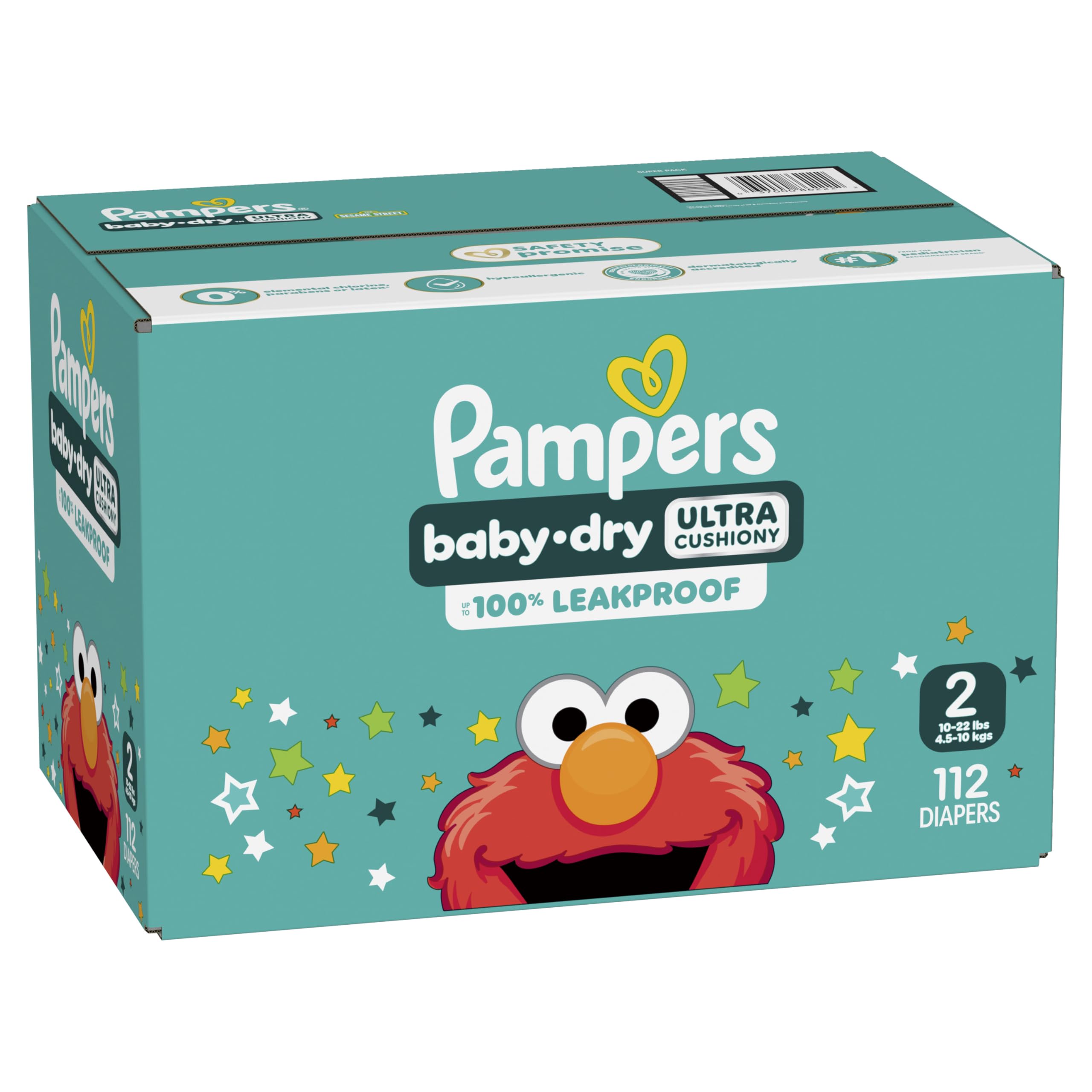 Pampers Diapers - Baby Dry - Size 2, 112 Count, Absorbent Disposable Infant Diaper (Packaging May Vary)