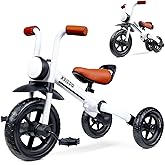 KRIDDO 2-in-1 Foldable Balance Bike and Toddler Tricycle for 2 to 5 Years | Detachable Pedals for Balance Bike Mode, Front Light, Tricycle for Toddlers Ages 2&ndash;5 with Stitched Soft Grip