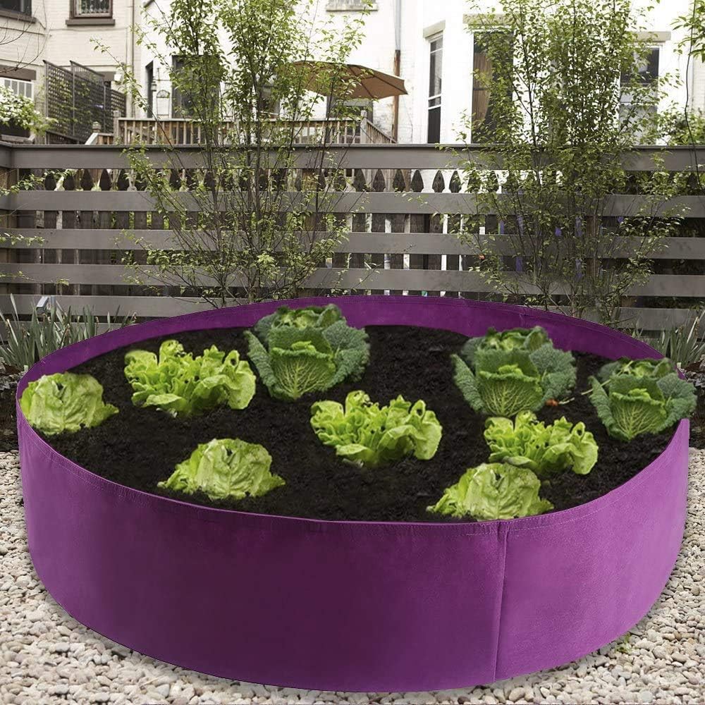 Pentaero Fabric Raised Garden Bed,Extra Large Fabric Raised Planting Bed,Round Breathable Planting Container Grow Bag Planter Pot for Carrot Onion Herb Flower Vegetable Plants (Purple/Dia 36''xH 12'')