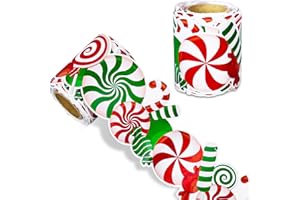 Whaline 32.8Ft Christmas Candy Peppermint Bulletin Board Border Xmas Red Green Candy Cane Rolled Self Adhesive Border Trim St