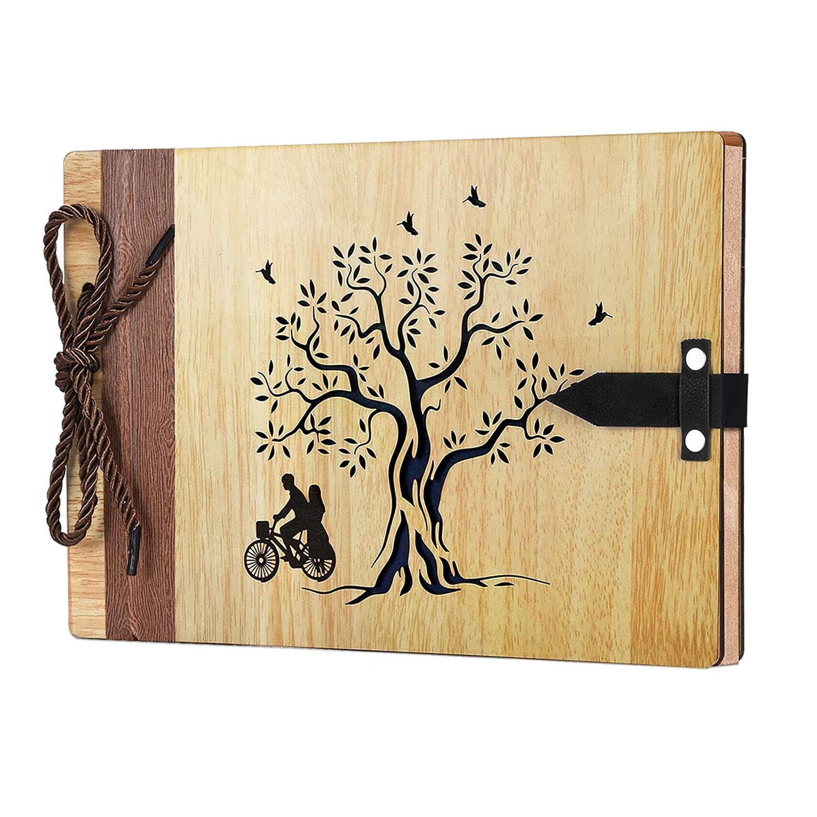 ZEEYUAN Wooden Photo Album with 80 Pages 19 x 29 cm Guest Book Photo Book with Photo Corners for Valentine's Day Birthday for Couples Friends