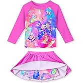 Idgreatim Girls Swimsuit Rash Guard Set Long Sleeve Two Piece Bathing Suit 3-10 Years