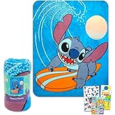 Disney Lilo and Stitch Throw Blanket Set - Bundle with 45x60 Blanket, Stickers, Tattoos, More | Lilo and Stitch Fleece Throw for Kids