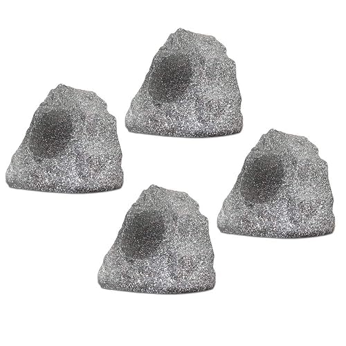 Theater Solutions 4R4G Outdoor Granite Rock 4 Speaker Set for Deck Pool ...