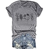 OUMASK Womens Vintage Flowers Shirt Boho Floral Wildflowers Graphic Tee Cottagecore Summer Casual T Shirt