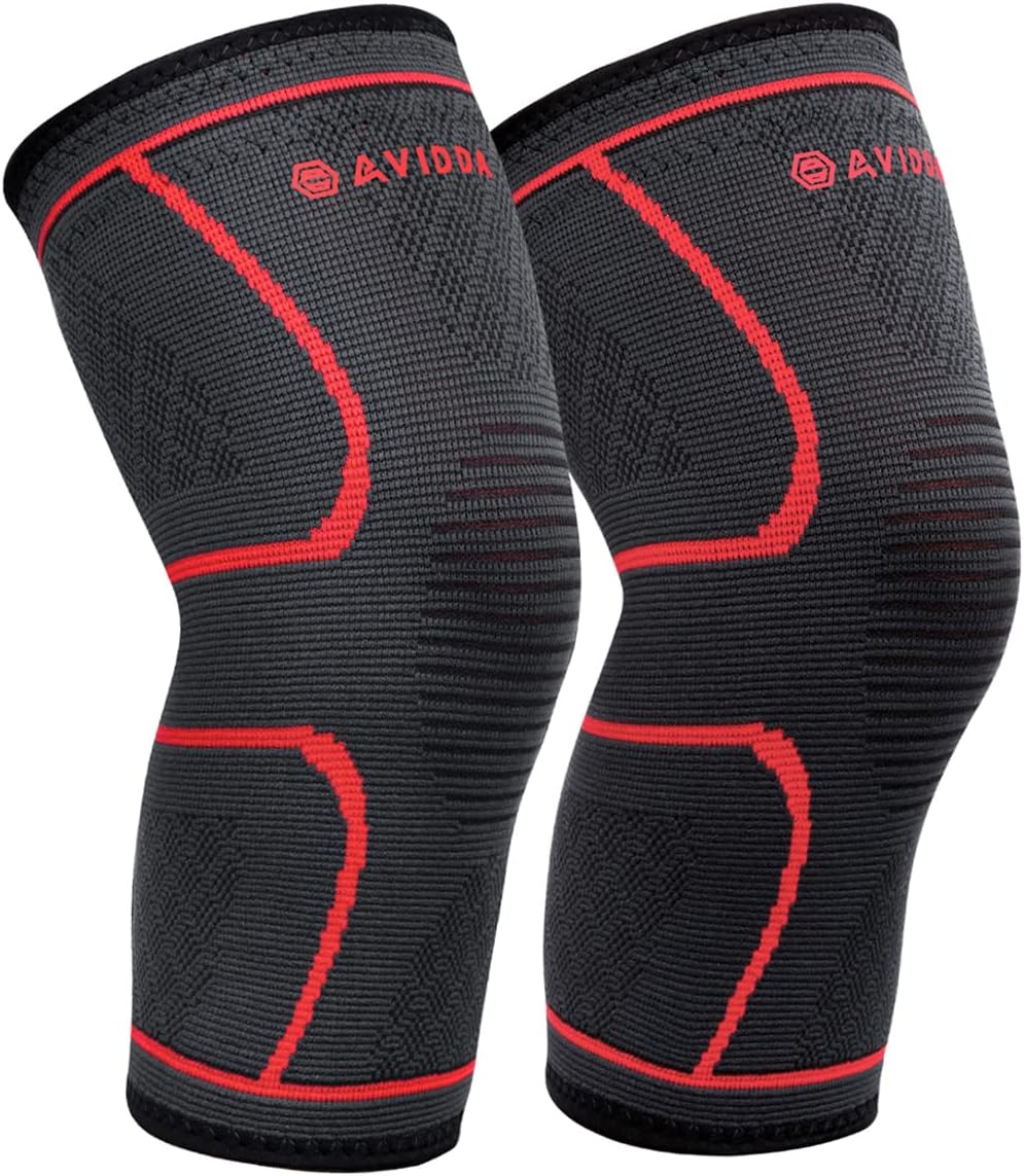 AVIDDA Knee Support Brace 2 Pack Compression Sleeves, Arthritis Pain Relief