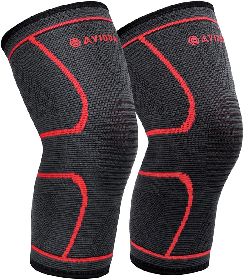 AVIDDA Knee Support Brace 2 Pack Compression Sleeves, Arthritis Pain Relief