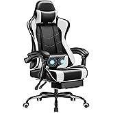 Homall Gaming Chair, Video Game Chair with Footrest and Massage Lumbar Support, Ergonomic Computer Chair Height Adjustable with Swivel Seat and Headrest (White)