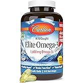 Carlson - Elite Omega-3 Gems, 1600 mg Omega-3 Fatty Acids Including EPA and DHA, Norwegian, Wild-Caught Fish Oil Supplement, Sustainably Sourced Omega 3 Fish Oil Capsules, Lemon, 130 Softgels