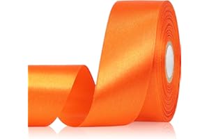 Sagaat Orange Ribbon 1-1/2 Inch 30 Yards Single Face Orange Satin Ribbon for Flower Bouquet, Fabric Ribbon for Gift Wrapping Crafts Halloween Thanksgiving Christmas Easter