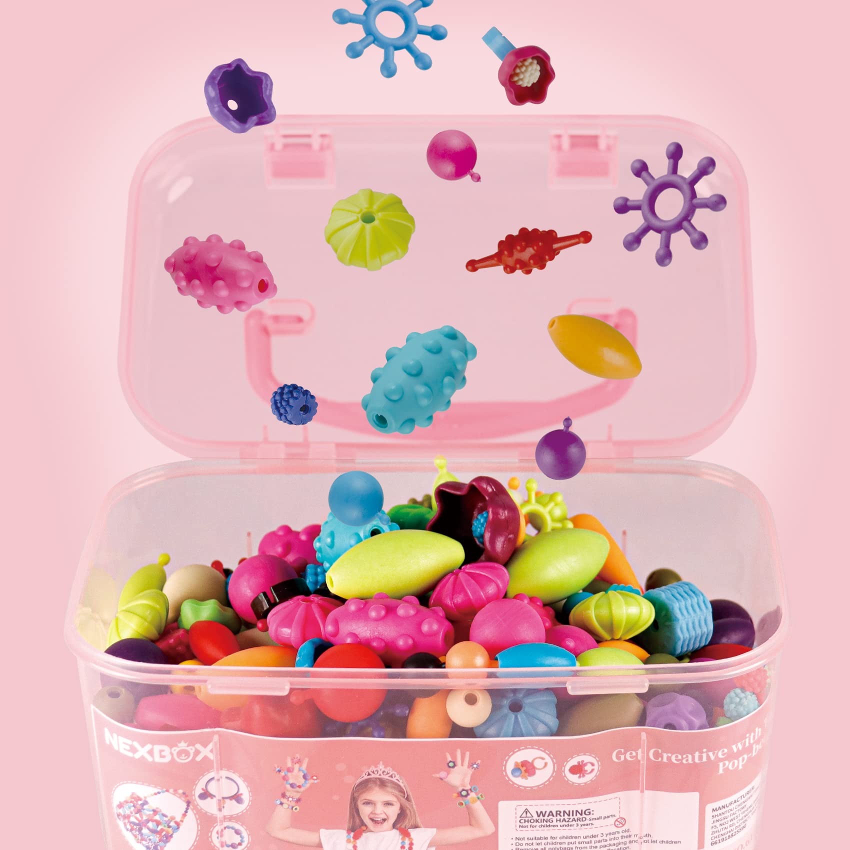NEXBOX Girls Crafts Jewelry Making Kit for Toddlers - Pop Beads Toys Sets for Little Kids Age 3 4 5 6 Year Old, Ideas Birthday Gifts