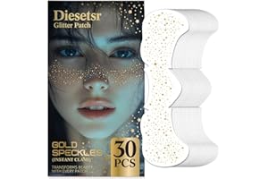 DIESETSR Glitter Freckles Face Tattoo, 30PCS Gold Body Glitter Temporary Tattoos Sparkle Patches for Women, Waterproof Fake Freckles,Festival Rave Outfits Festival Decorations (Gold)