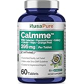 NusaPure Calmme with Valerian Passion Flower Celery Catnip Hops Orange Peel 395 mg 60 Per Tablet Vegetarian/Vegan, Non-GMO