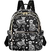 PJGINUIUA Women Fashion Backpack Purse Casual Lightweight Travel Shoulder Bag Death Cat Rucksack Ladies Bag, Small