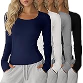 Velvelhall 4 Pack Women's Workout Shirts Yoga Long Sleeve Running Tops Quick Dry Gym Athletic Tops Seamless Compression Tees