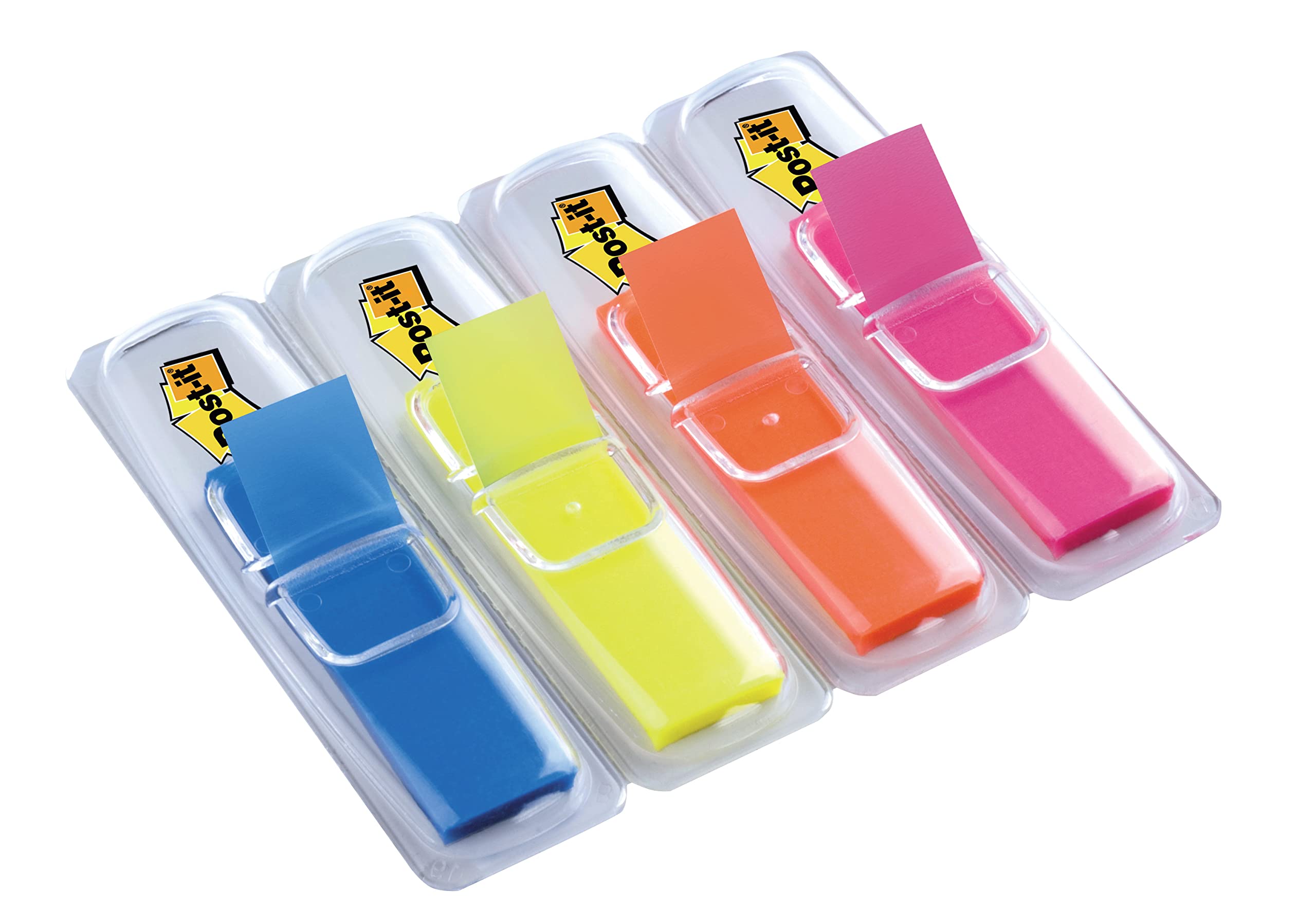 3M Germany 683HF4 Post-it Index Transparent Holders Transparent Bright Colours 11.9 x 43.2 mm 4 x 35 Sticking Strips in a Case