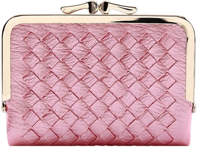 Damara Womens Soft Weave Bifold Kisslock Small Wallet, Hot Pink at