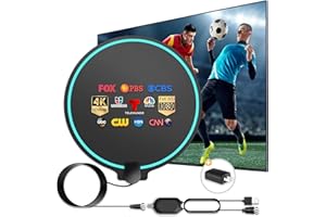 LSNISNI Digital HDTV Antenna Long Range 380 Miles Indoor Amplified Signal Booster Support 4K 1080P UHF VHF FM Local Channels with 13.4ft Coax Cable and USB Power Adapter