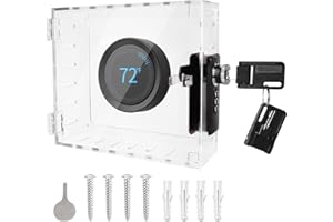 CLARITYCRAZE Universal Thermostat Lock Box with Combination and Key Lock, Clear Thermostat Cover Guard On Wall, AC Control Lock Box Cover Air Conditioner Lockbox Fits Thermostats 5" H x 4.8" W or Smaller