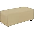 Easy-Going Stretch Ottoman Cover Folding Storage Stool Furniture Protector Soft Rectangle slipcover with Elastic Bottom(Ottoman X-Large,Beige)