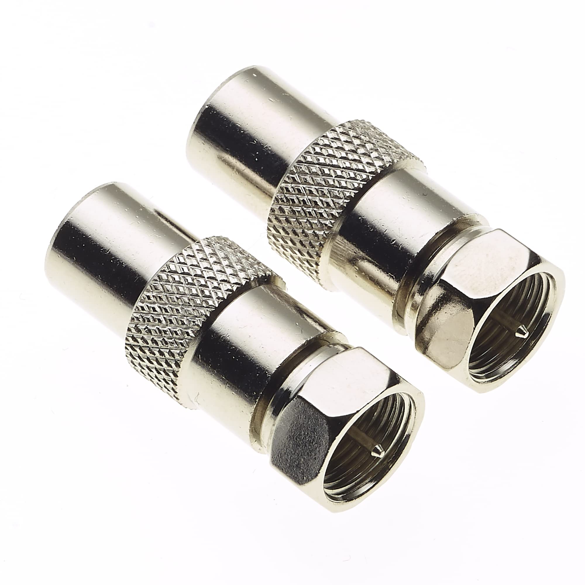 F-Type Coax Plug - TV Coax Socket, Adapter Converter Coaxial Cable Cord F-Type Male RCA Female RF Connector, High-Speed Quick Connect - Pack Of 2