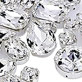 DONGZHOU Sew on Rhinestones Fancy Stone Crystals Sew On Glass Rhinestone Metal Claw Setting Sewing Rhinestone Crystal Glass gems for Jewelry Making, Clothes, Garments, Dress, Earring, Belt and Shoes