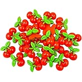 LOPURO Cherry Resin Flatback Beads Charms, 50Pcs Resin Fruit Cherry Flatback Charms for DIY Phone Case Scrapbooking Embellishment Crafts Making Hair Clip Headband Jewelry Decor