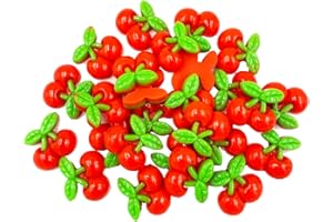 LOPURO Cherry Resin Flatback Beads Charms, 50Pcs Resin Fruit Cherry Flatback Charms for DIY Phone Case Scrapbooking Embellishment Crafts Making Hair Clip Headband Jewelry Decor (Cherry)
