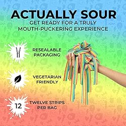 Sour Strips Sour Candy Belts, Rainbow, Resealable