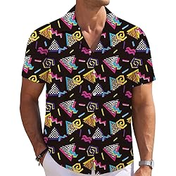 Vintage Retro 80s 90s Mens Funny Hawaiian Shirts 3D