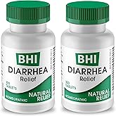 BHI Diarrhea Relief Fast-Acting Natural Remedy for Mild Diarrhea - 8 Soothing Homeopathic Actives Help Calm Stomach Ache, Gas & Cramps for Women & Men - 100 Tablets (Pack of 2)
