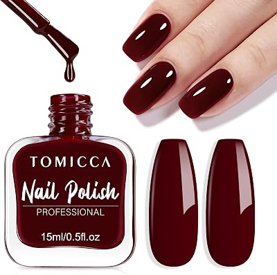 TOMICCA Quick Dry Burgundy Nail Polish 15ml Long Lasting Wine Red
