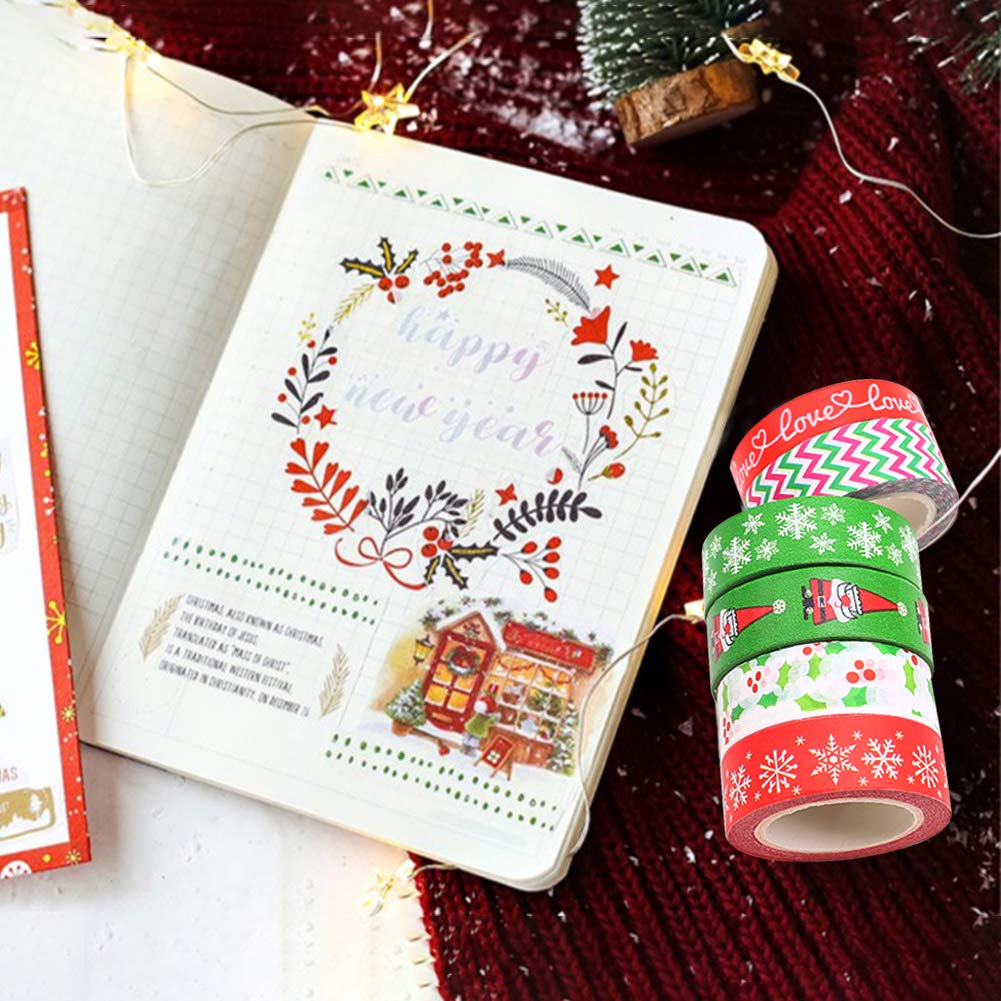 6 Pack Decorative Duct Tape Holiday Christmas Washi Tape Craft Decorative Set Xmas 0.6\