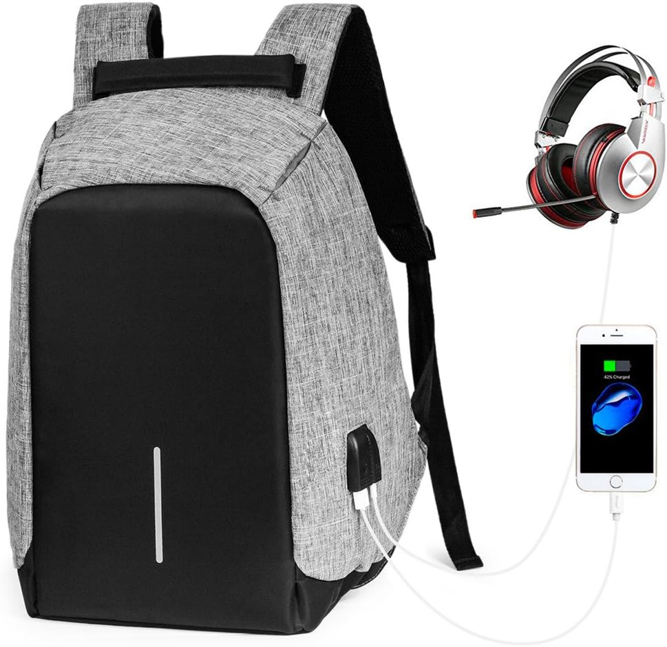 Yangtze 15.6 Inch Anti-theft Waterproof Anti-scratch Computer College USB Charging Backpack (Gray-2)