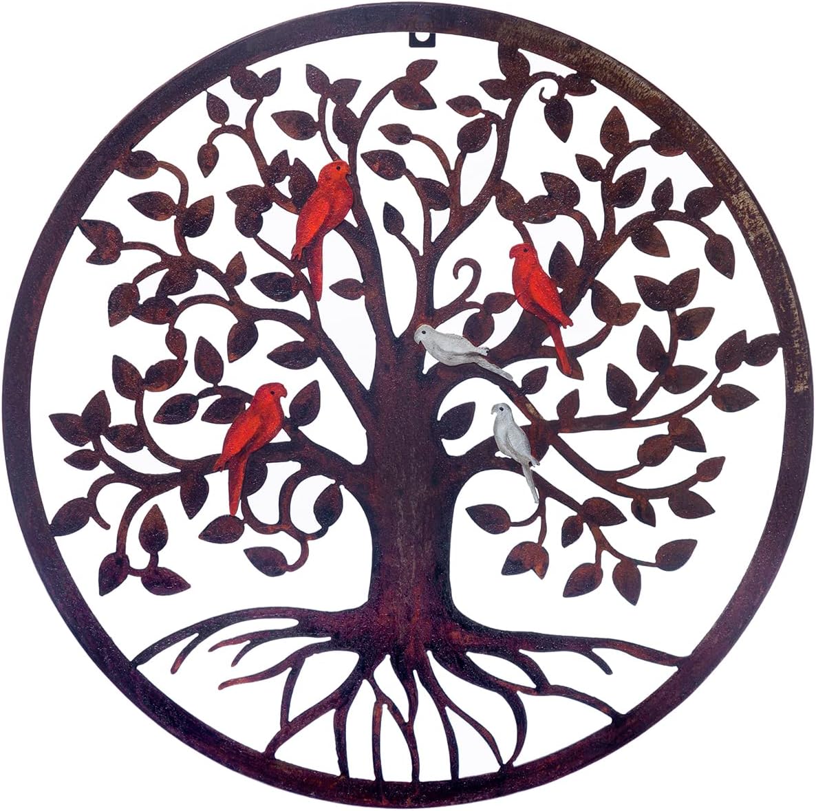 Plaques & Wall Art - CHINDEUISYUT 18 Inches Tree of Life Wall Art Metal, Large Metal Tree of Life Wall Decor Wall Hanging for Living Room Bedroom Garden Porch Patio Office Home Decor, 18in x 18in x 0.88 in